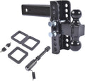 Adjustable 6 Inch Drop Rise Trailer Hitch for 2.5 Inch Receiver Dual 2 Inch 2 5/16 Inch Ball 22000 LBS GTW Heavy Duty Towing Hitch with Security Lock Pin