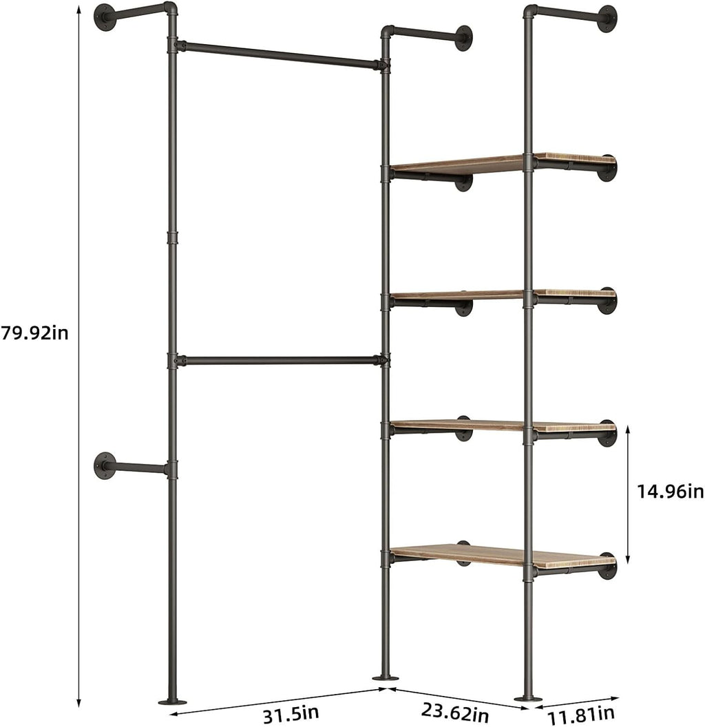 industrial pipe clothing rack on a desk or shelf
