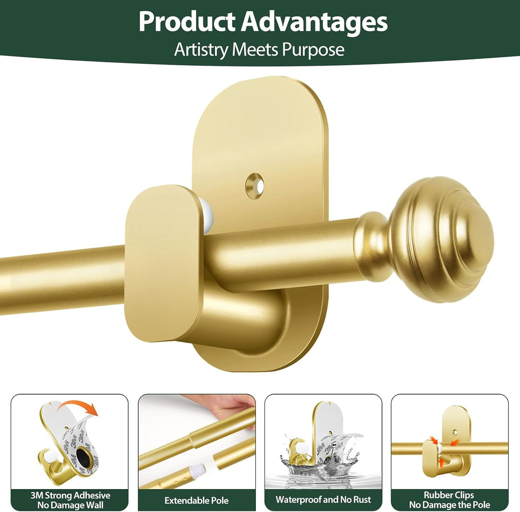 kamanina curtain rods no drilling 2 pack 32-58", view 9