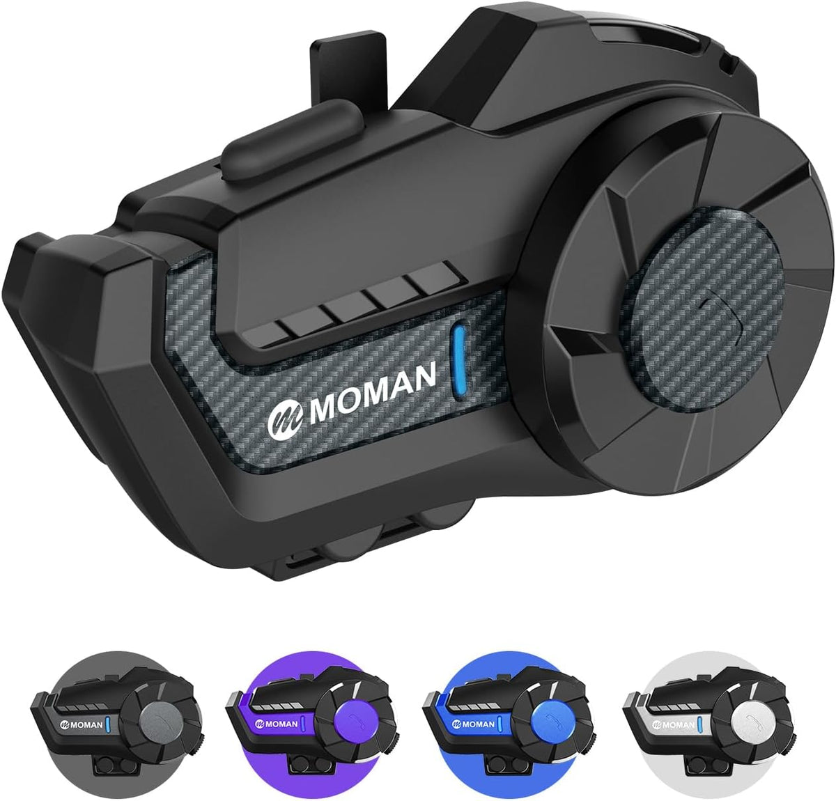 Motorcycle Intercom Headset, Moman H2 Pro【1 Pack Carbon】 Helmet Wireless
