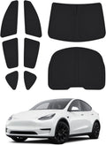 Canvcle Windshield Sun Shade for Tesla Model Y 2020-2024 Accessories Side Rear Window Shade Cover Set Window Sun Visor Blocker Privacy Cover for Camping Keep Vehicle Cool Black 8PCS (Not for Juniper)