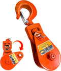 Snatch Block with Hook, Snatch Block 2 Ton WLL, 3" Sheave for 3/8" Wire Rope, Snatch Block Pulley for Rollback Wrecker Car Hauler, Tow Truck Accessories, Winch Accessories, Deep Orange Color