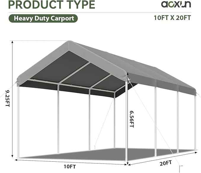 Aoxun 10x20 ft Heavy Duty Carport - Image 8
