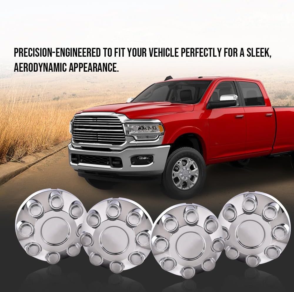 PIT66 4PCS 8 Lug Covers 17" Wheel Center Cap Fit Dodge RAM 1500 2006-2008 | Chrome Hub Caps Fit RAM 2500 2003-2013/ RAM 3500 Truck 2003-2012 52121450AD, 52121450AD.7, OXY18PAKAA