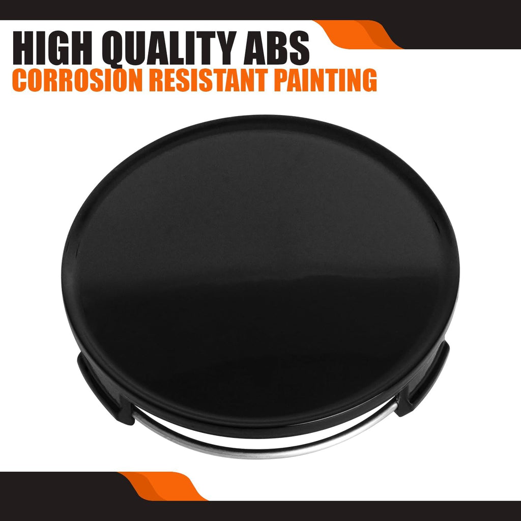 2.9Inch 75MM Wheel Center Caps, Pack of 4 (Gloss Black, Outer 75MM, Inner 73MM, Easy DIY Installation)
