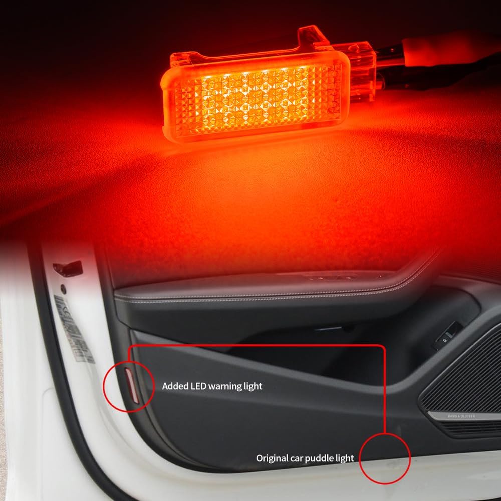 nsautolighting Red LED Interior Courtesy Door Light for Au'di A3 S3 A4 S4 A5 S5 A6 S6 A8 S8 Q3 Q4 Q5 Q6 Q7 Q8 LED Side Door Panel Warning Puddle Footwell Lamp Assembly 2Pcs