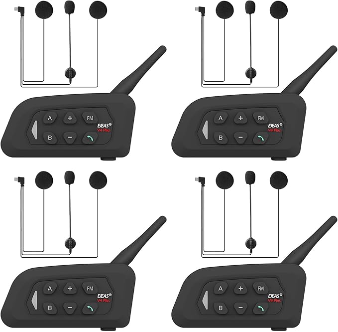 V4 Plus Motorcycle Bluetooth Helmet Intercom Headset, 4 Rides Group by GaiRen