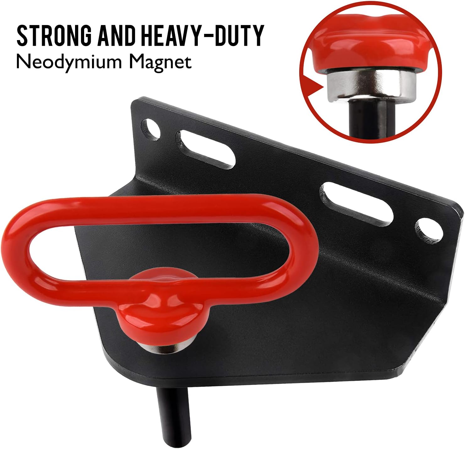 Mission Automotive Magnetic Trailer Hitch Pin - 4mm x 25mm, Red - Neodymium One-Hand Hook & Release for Lawn Mower & Utility Trailer - Compatible with Most Lawn Tractors & ATVs