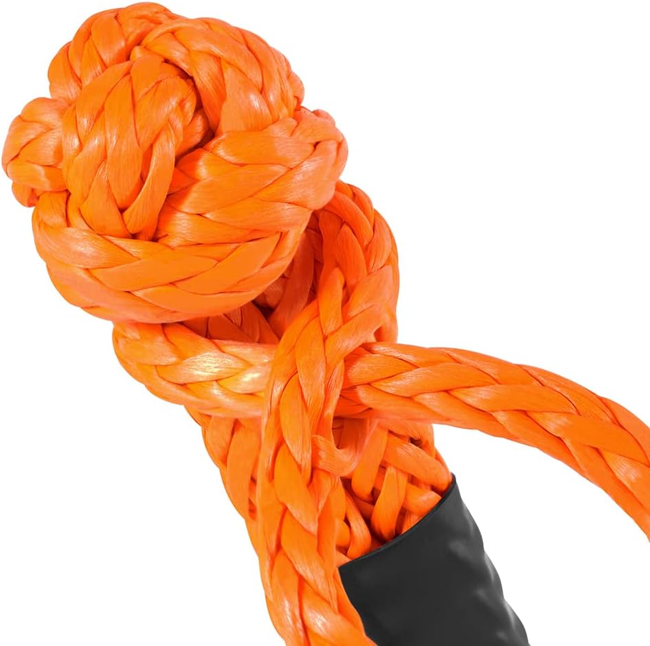 Soft Shackle, 1/2" X 24" Light Weight Shackle (56,000 LBS Breaking Strength) with Extra Sleeves for Sailing, SUV, Off Road Towing, ATV (2-Pack Orange Shackle Recovery)