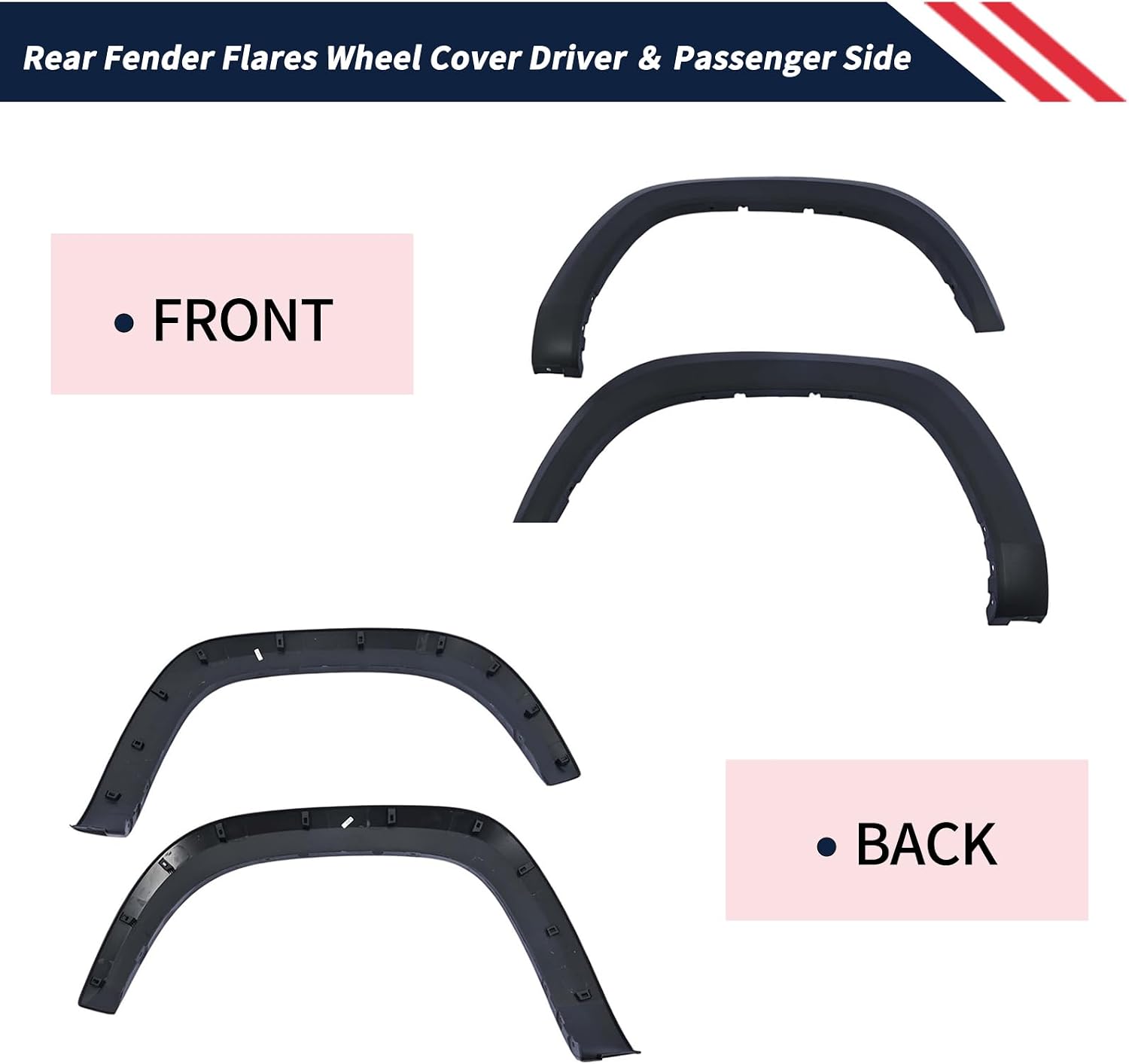 7587304090 7587404090 Rear Fender Flares Wheel Cover Driver ＆ Passenger Side Fit for Toyota Tacoma Pickup 4-Door 2016-2023, Wheel Arch Protector Trim Opening Molding TO1790111 TO1791111
