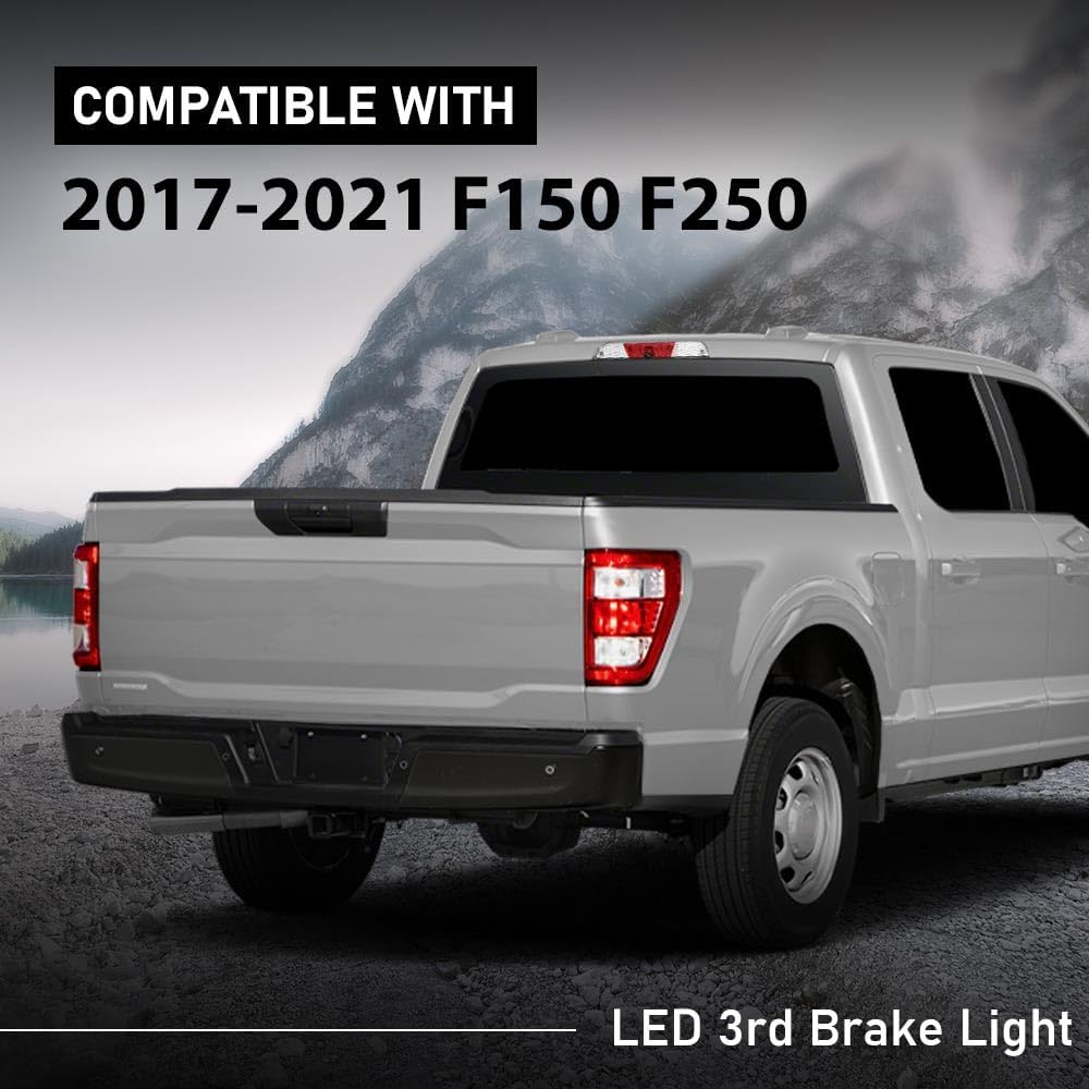 ALLGOOD LED Third 3rd Brake Light w/Camera | Compatible with Ford F250 F350 Super Duty 2017-2022 Clear & Red Lens Chrome Housing