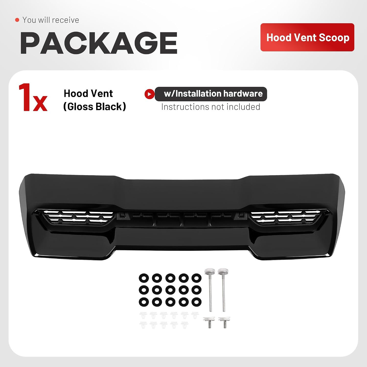 ALMULOO Hood Vent Scoop Compatible with 2020-2023 GMC Sierra 2500 HD & 3500 HD Plastic (ABS+PP) Front Hoods Air Intake Vent Cooling Scoop Plastic (ABS+PP）Painted Gloss Black