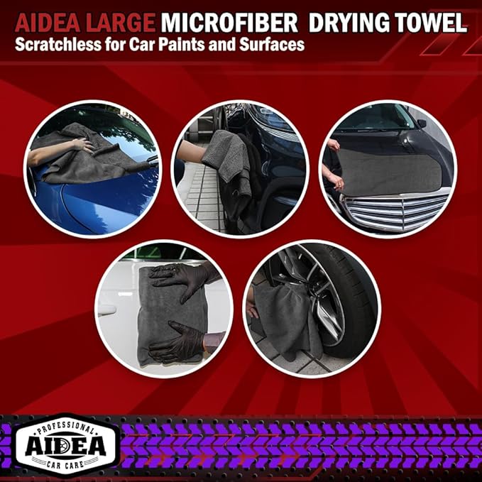 AIDEA Microfiber Towels for Cars-4PK, Large Professional Car Drying Towel - Image 7