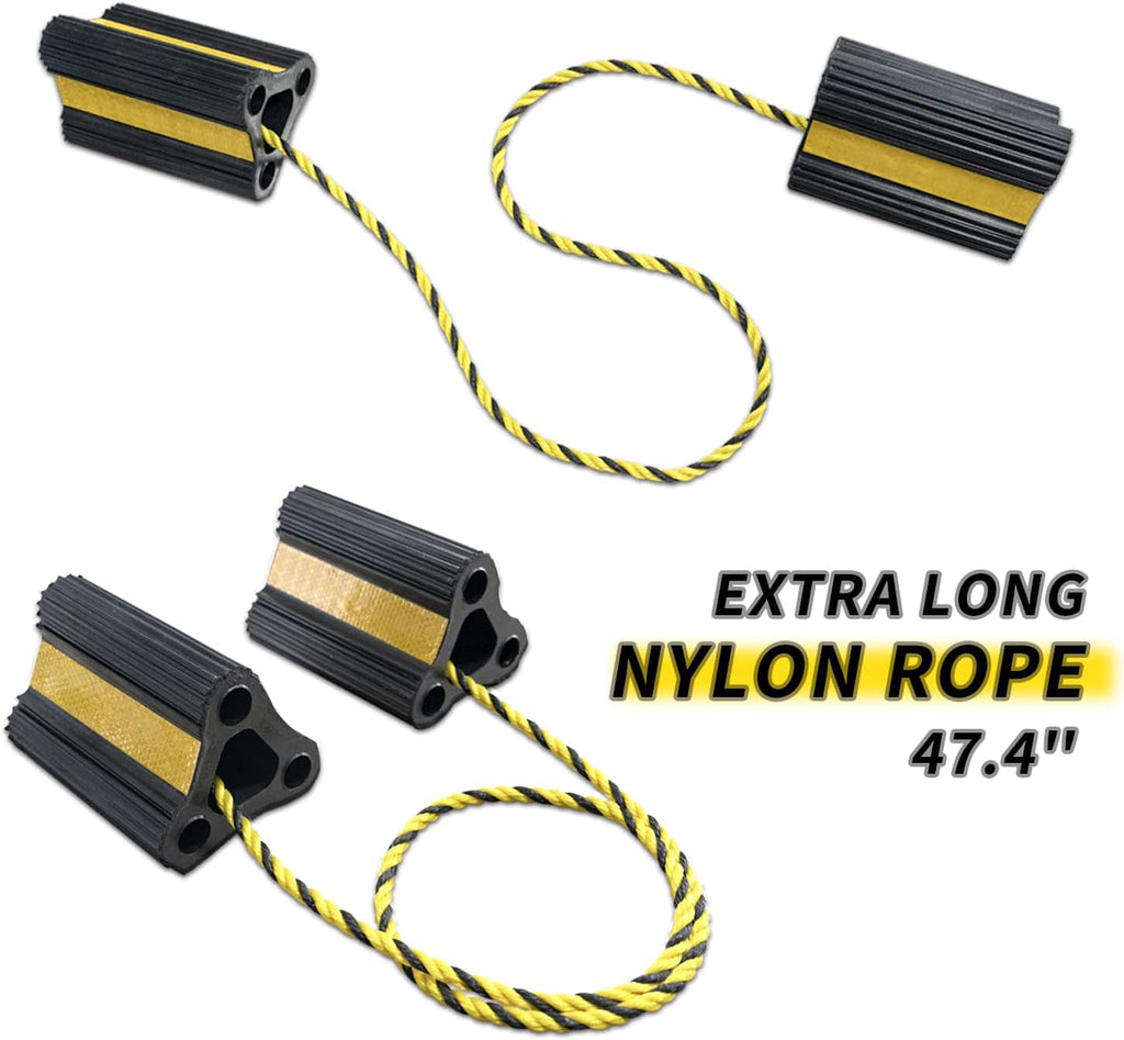 Vacallity RV Wheel Chocks for RV Tire Chock Block Camper Travel Trailer Car Truck, Upgrade Rubber Wheel Chocks with Rope,Easy to Use,Wheel Immobilizers & Chocks (2pair4pack)