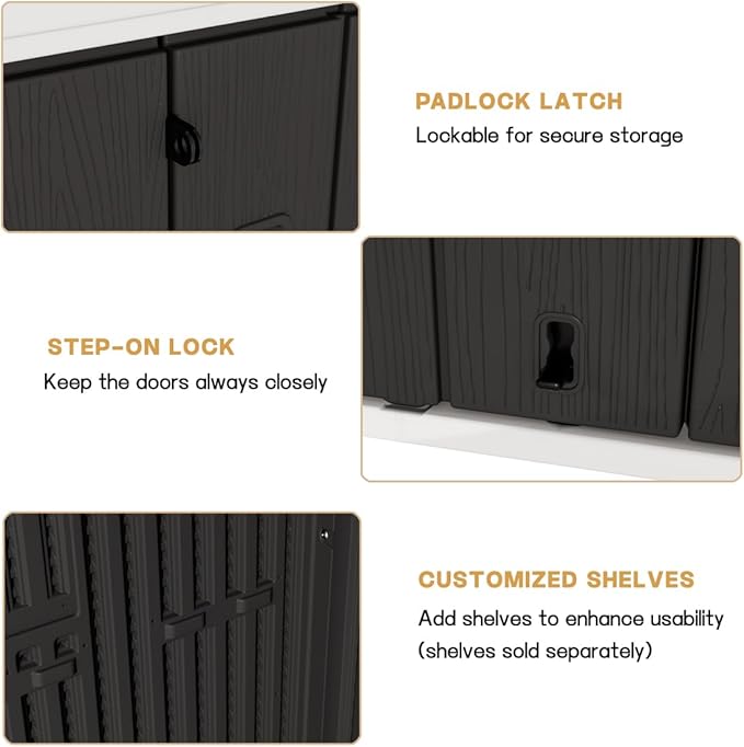 KINYING Outdoor Storage Cabinet Waterproof, 57 Cu.ft Resin Vertical Outdoor - Image 7
