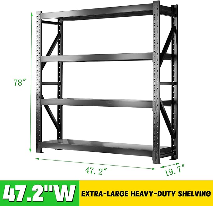 3000LBS Heavy Duty Storage Shelves, 4-Tier Adjustable Garage Organization - Image 3
