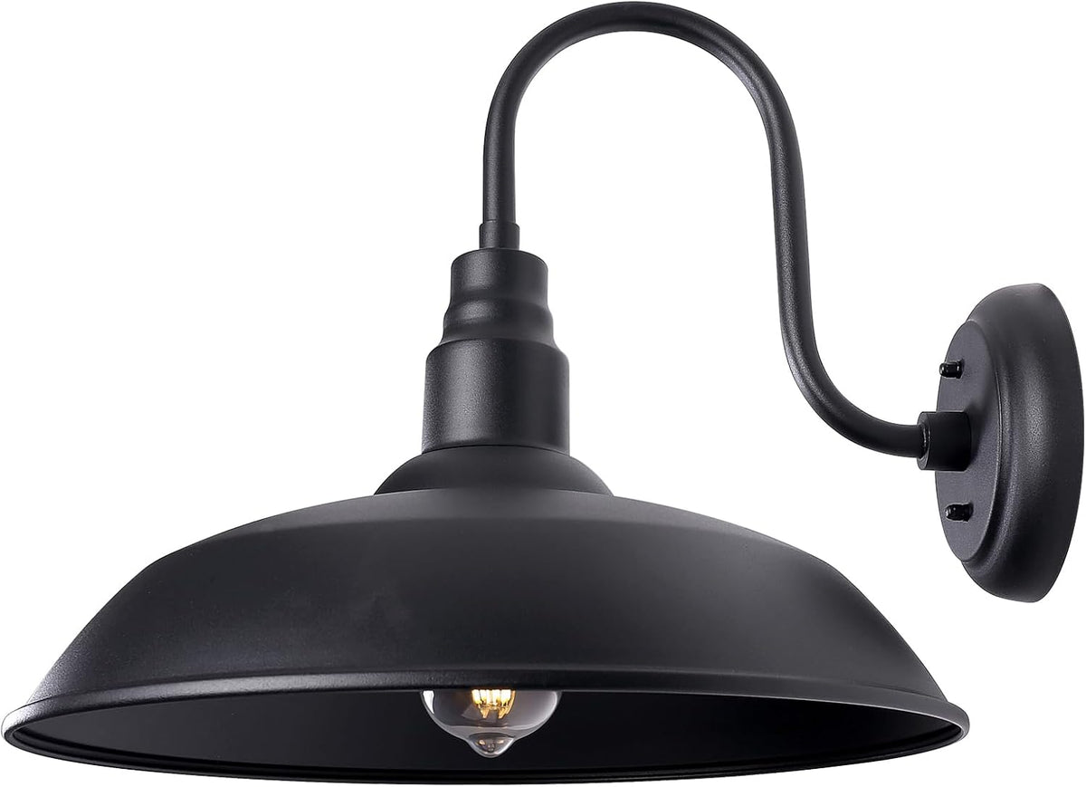 16 Inch Dome Barn Light for Porch, Large Gooseneck Outdoor Light Fixture for