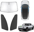 Karltys 3PCS Windshield Sun Shade for 2022-2025 Rivian R1T, Thickened Reflective Front and Side Window Sunshade Custom Fit Rivian R1T, Foldable Sun Visor UV Blocker Keeps Your Car Cool