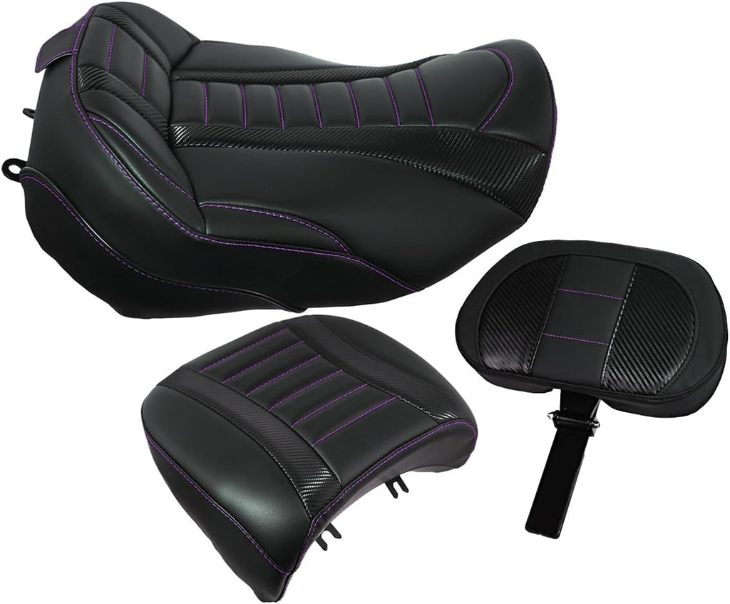 Driver Passenger Solo Seat Backrest Kits Compatible With For Harley Touring Street Road Glide FLHX FLTRX ST 2024 2025 2026 (Black Purple)