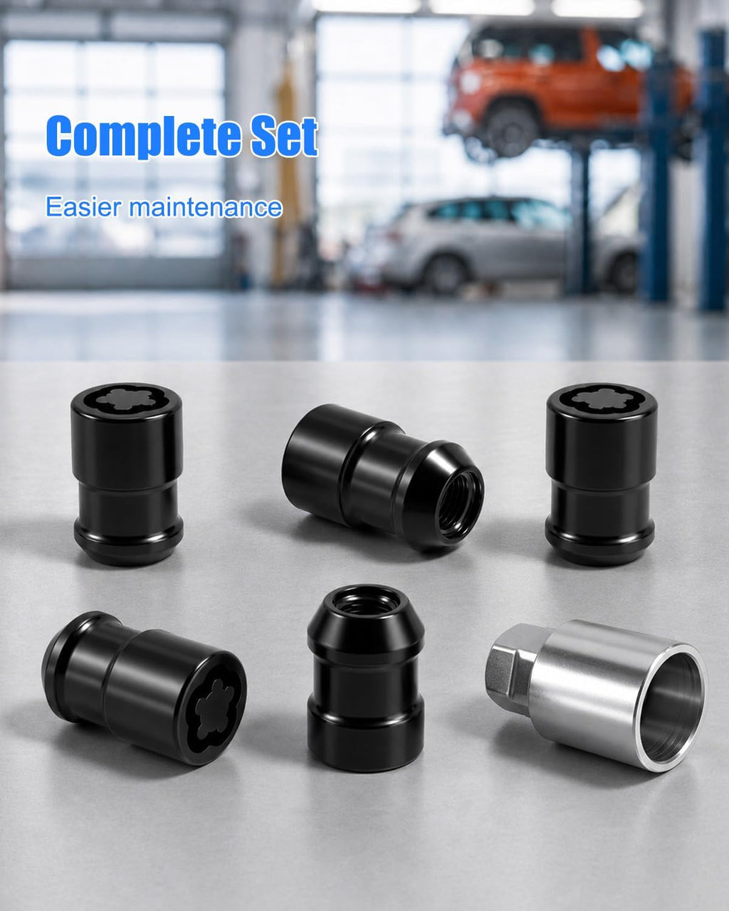 5 Pack Cone Seat Wheel Locks Replace 24548, 1/2"-20 Thread Size, Black