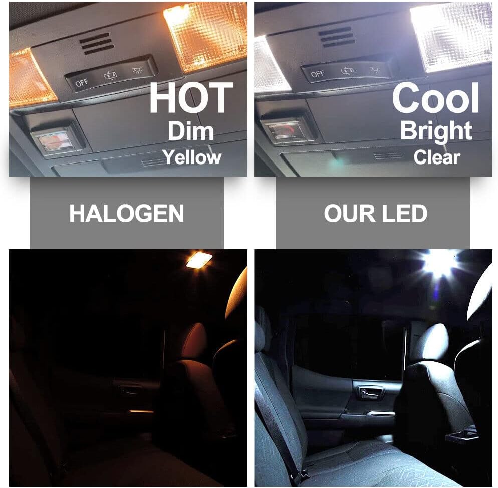 11pcs White LED Interior Light Bulbs Kit for Niss'an Pathfinder 1996-2004 Map Dome Trunk Glove Box Vanity Mirror License Plate Lights Interior LED Lights Bulbs Package + Install Tool