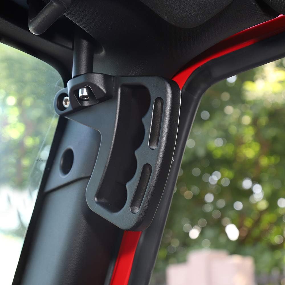 JeCar Front Grab Handles Aluminum Alloy Grab Bars for 2007-2018 Jeep Wrangler JK JKU Sports Sahara Rubicon X, Black