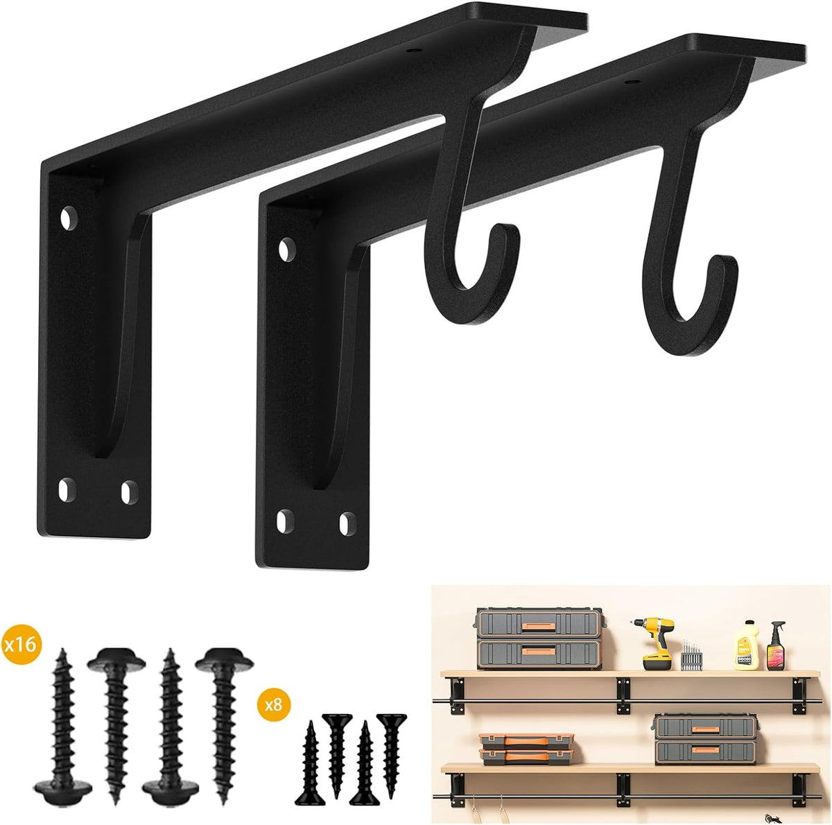 13.5x5.6in heavy duty closet rod bracket support 400lbs(2pc, main product view