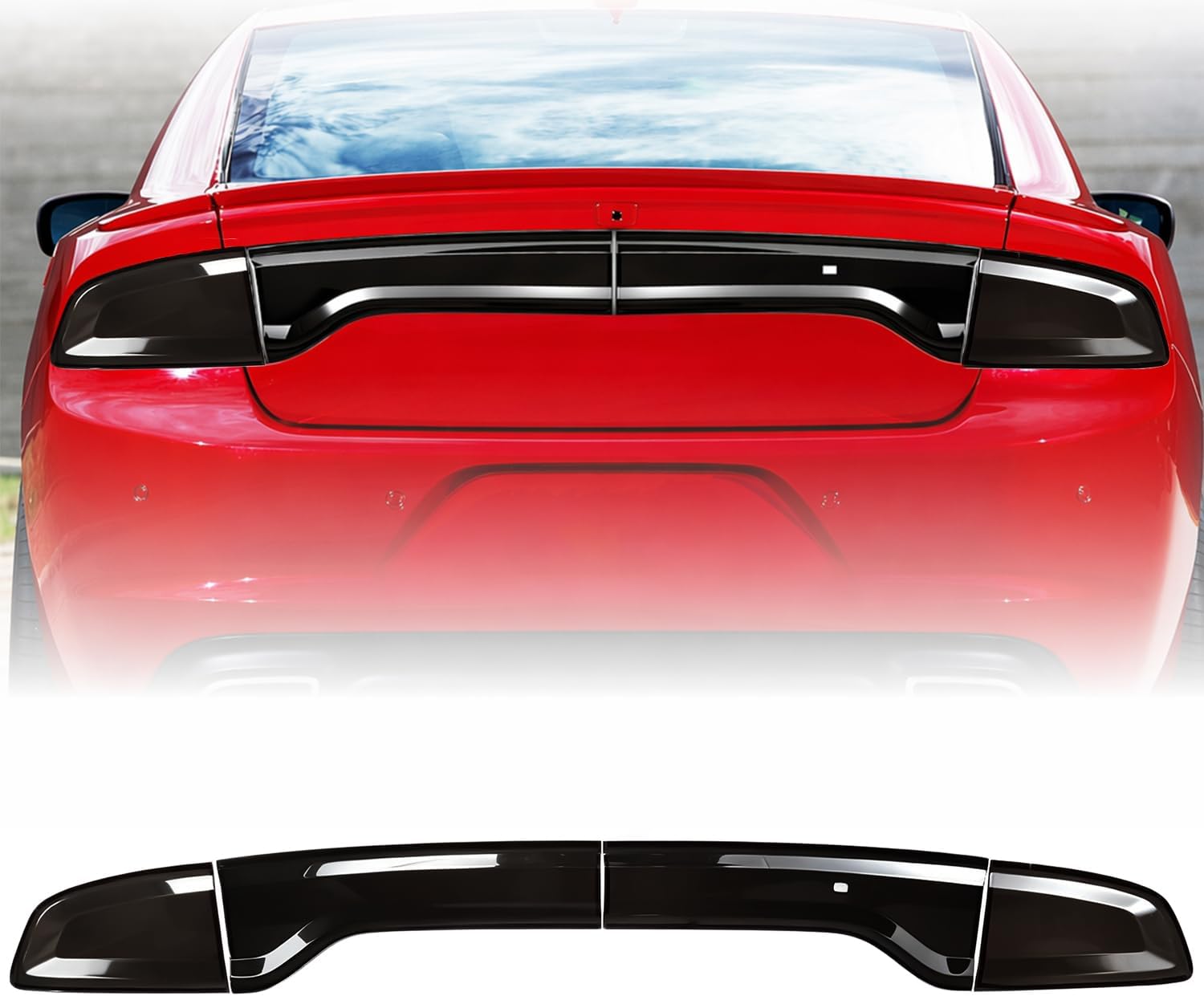 Taillight Protector Covers Compatible with Dodge Charger 2015-2024, ABS Smoked Black Tail Light Lamp Covers Protective Bezels, Custom-Fit Rear Taillight Shell Accessories (4PCS)