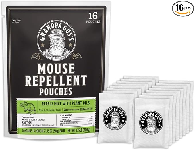 Grandpa Gus's Natural Mouse Repellent Pouches, Cinnamon/Peppermint Oils Repel by GrandpaGussPestControlProducts