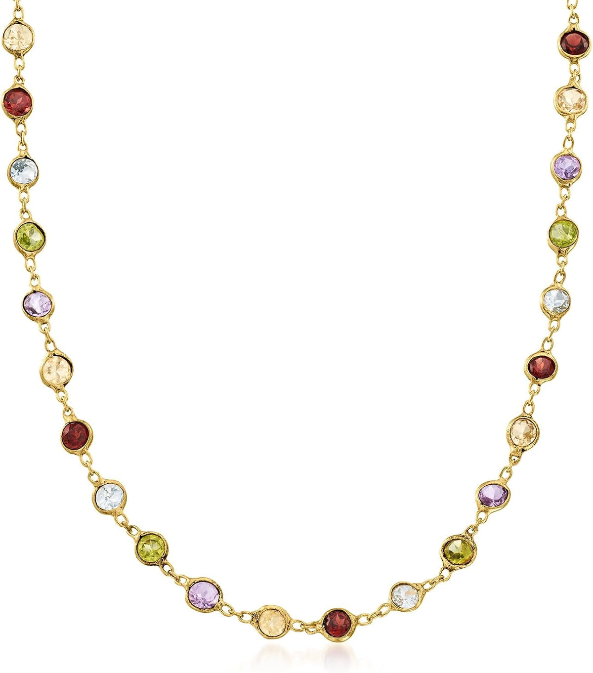 ross-simons 10.30 ct. t.w. bezel-set multi-gemstone necklace in, main product view