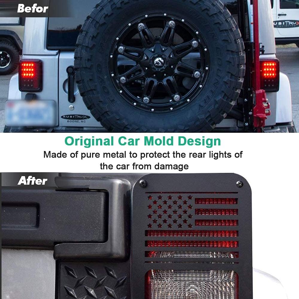 A ABIGAIL Tail Light Cover Compatible with Jeep Wrangler JK/JKU 2007-2018, Taillight Cover Guard with US Flag Pattern Decorative Protector Exterior