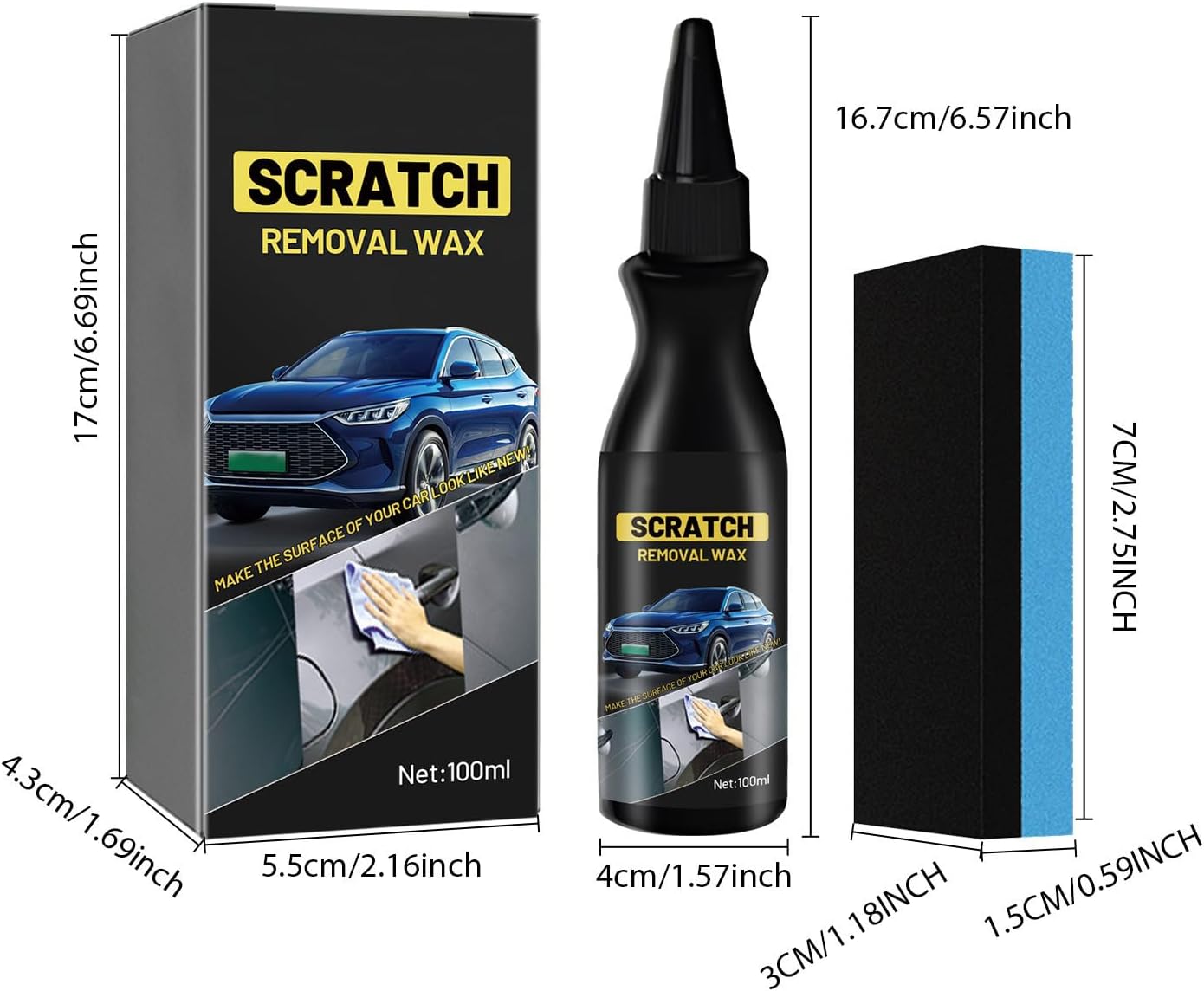 Quick Vehicle Scratch Repair Set with Sponge Applicator 2025 Enhanced Car Scratch Remover Set with Sponge for Deeps Scratches