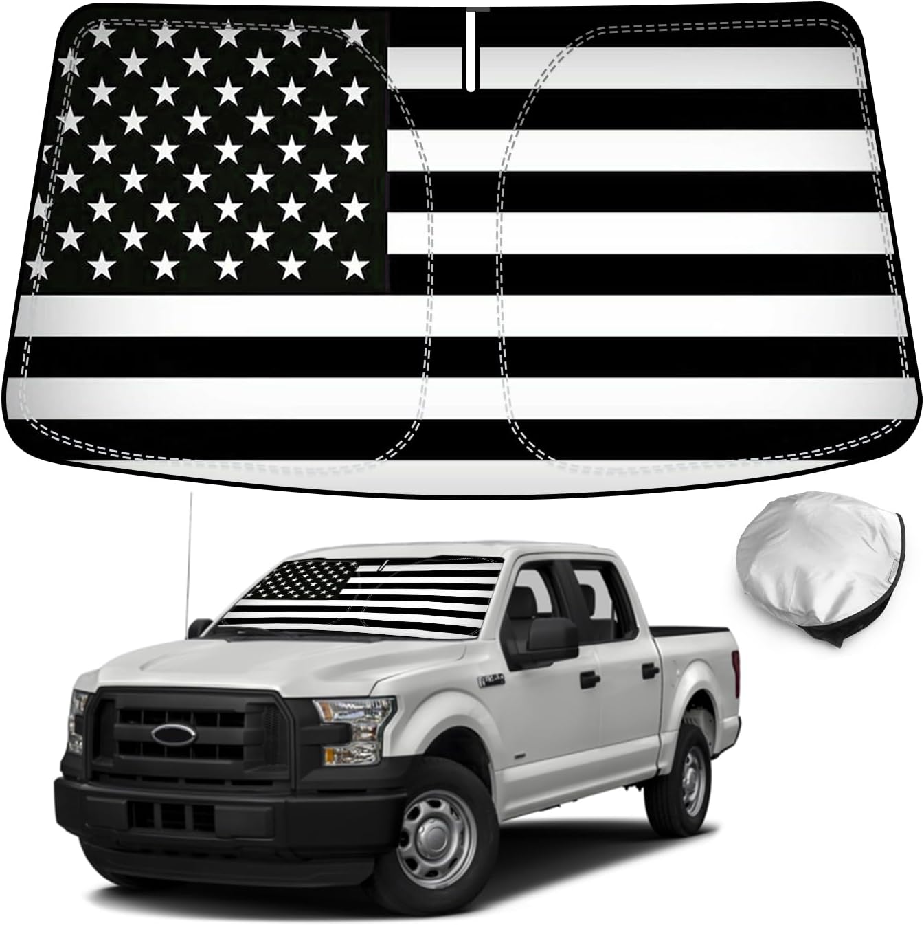 Bestview Windshield Sun Shade Custom Fit for 2015-2020 Ford F150, Foldable Front Window Sunshade Sun Visor Accessories Protector Block UV Rays Heat