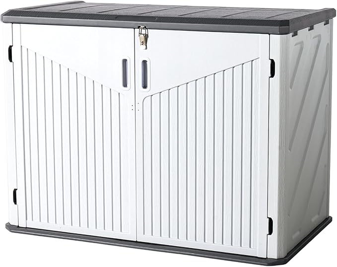 Aoxun Outdoor Storage Cabinet 35 Cu.Ft Outdoor Trash Can Storage Shed - Image 9