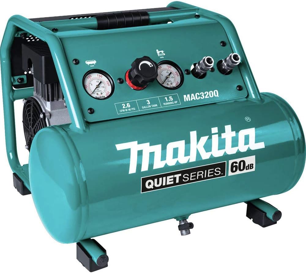 Makita MAC320Q Quiet Series 1-1/2 HP, 3 Gallon, Oil-Free, Electric Air Compressor