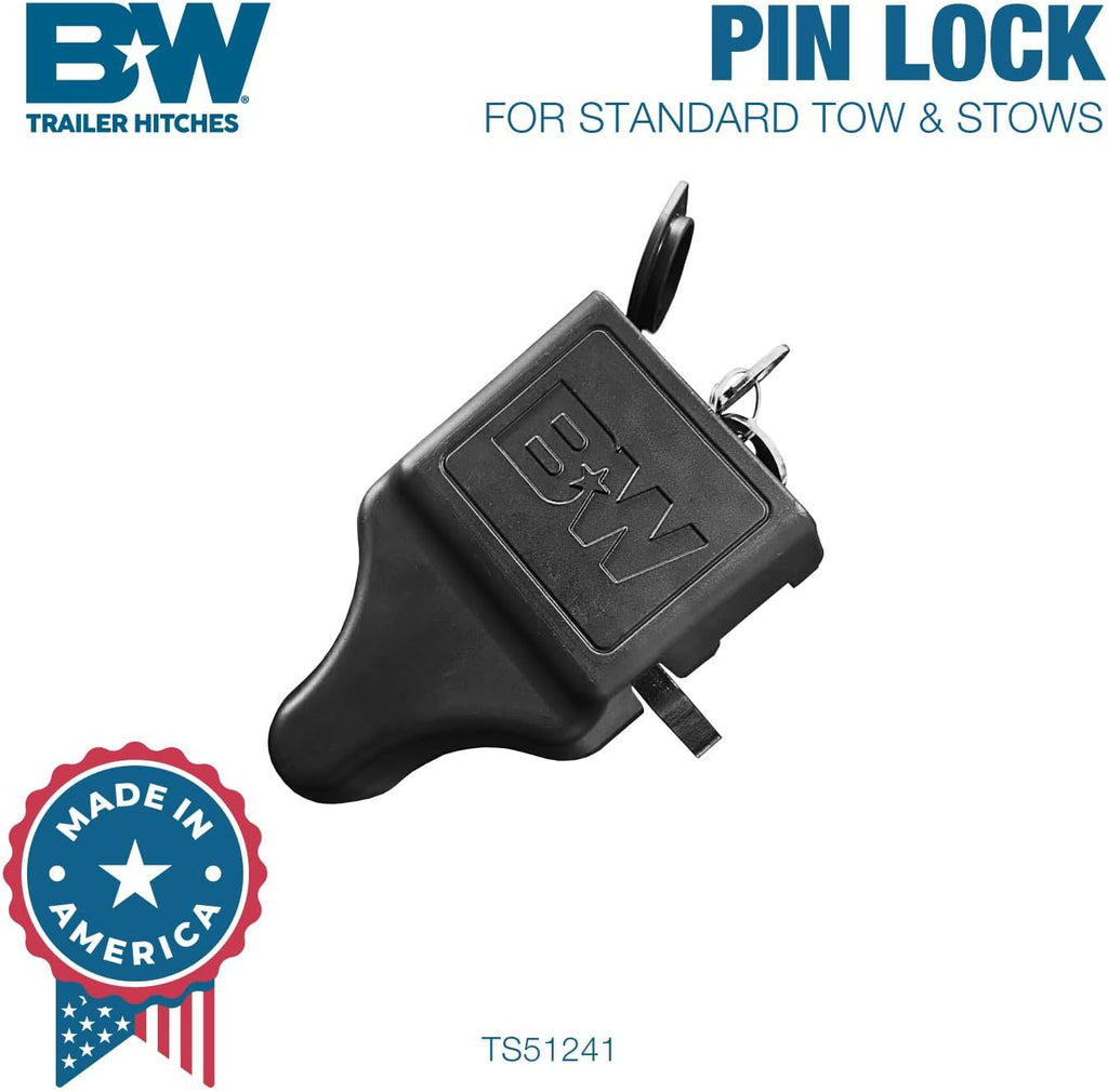 B&W Trailer Hitches Tow & Stow Pin Lock - All-in-One Lock for Adjustment Pins - TS51241