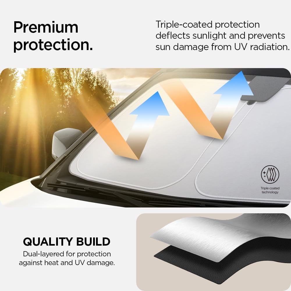 Spigen Triple-Coated CryoShade Front Windshield Sunshade (Reinforced Velcro Strap) for Toyota RAV4 2019-2025 and RAV4 Prime 2021-2025