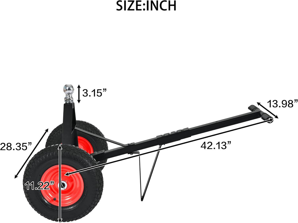 Heavy Duty Trailer Dolly 1000LB Capacity - Boat Trailer Mover with 13" Flat-Free Tires, Black Iron Trailer Dolly Mover with Wide Wheelbase for Stable Turning