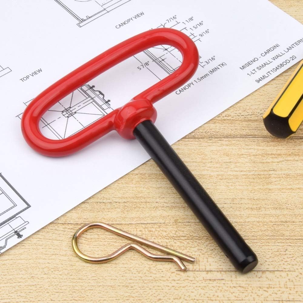 3/8" x 4" Inch Trailer Hitch Pin and Clip Towing Hitchs Red Handle Hitch Pin Accessories for Tractors,Clevis Pin 2PCS