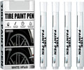 4 Pack White Tire Paint Markers, Fast Drying Fade resistive watertight Oil Based Ink with Innovative Valve Design for Auto Rubber Tyre Tread Detail Work Artists Students