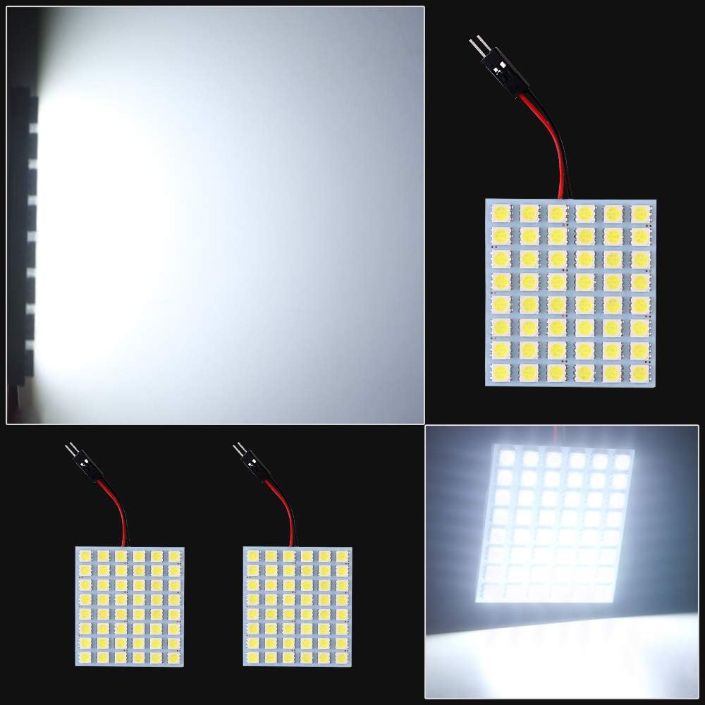 GLL Super White 5050 48-SMD LED Panel Dome Lamp Auto Car Interior Reading Plate Light Roof Ceiling Interior Wired Lamp + T10 BA9S Festoon Adapter-10PCS