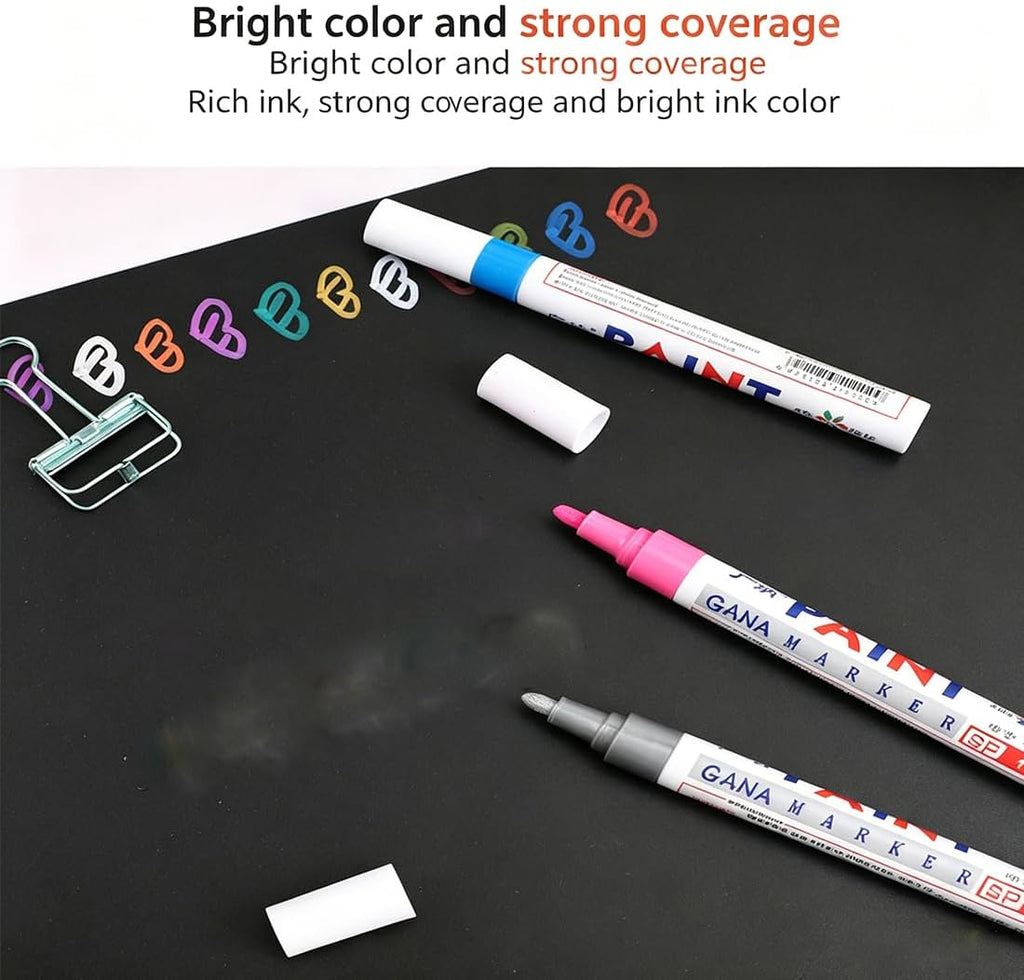 Oil-Based Tire Lettering & DIY Detail Pen, 12 Colors Waterproof Tire Paint Pen, Quick Dry Permanent Oil Based Paint Markers, Strong Coverage, for Wood, Plastic, Stone, Metal (Red)