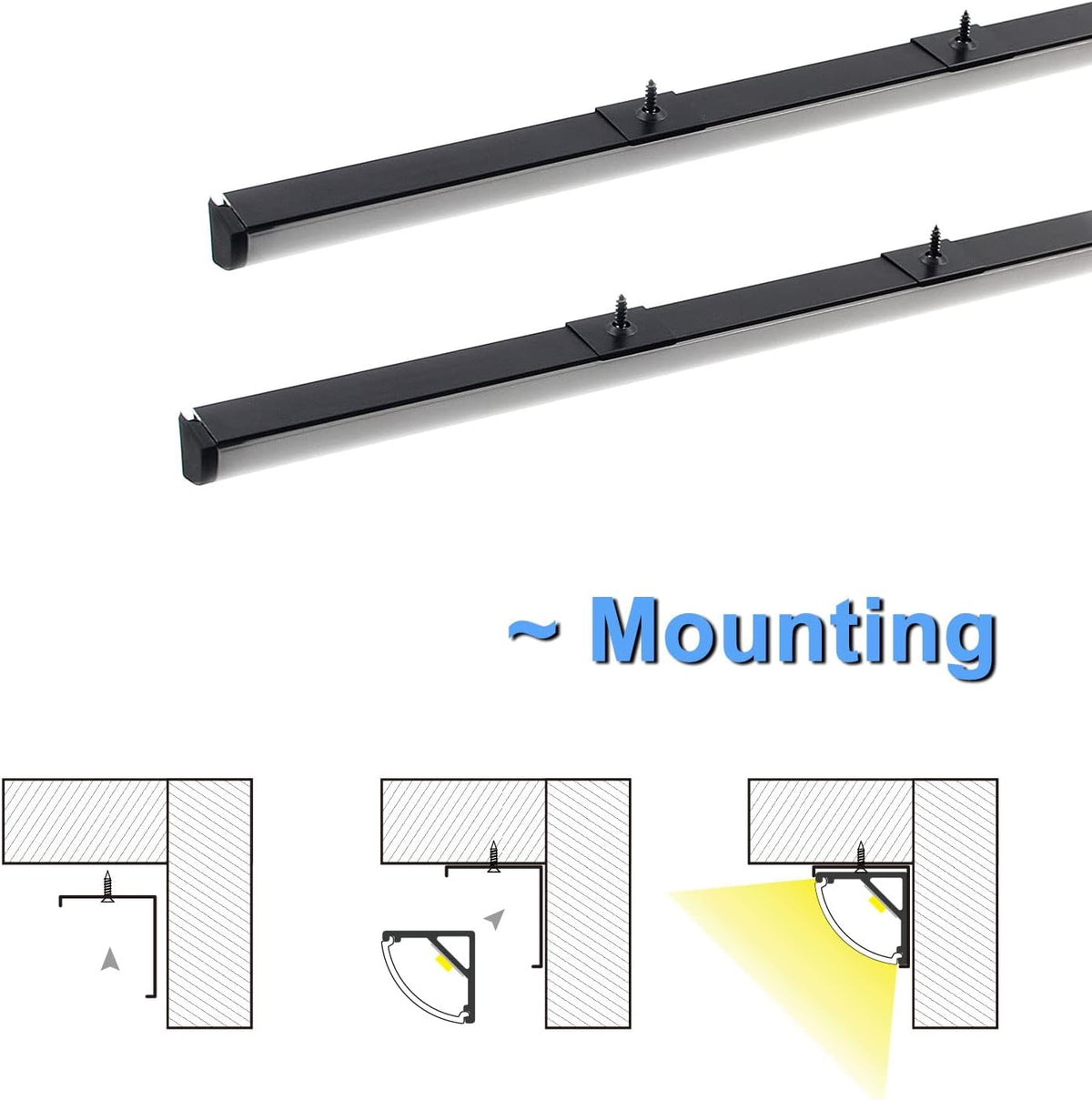 vst 6pack 3.3 ft black led aluminum channel, side view