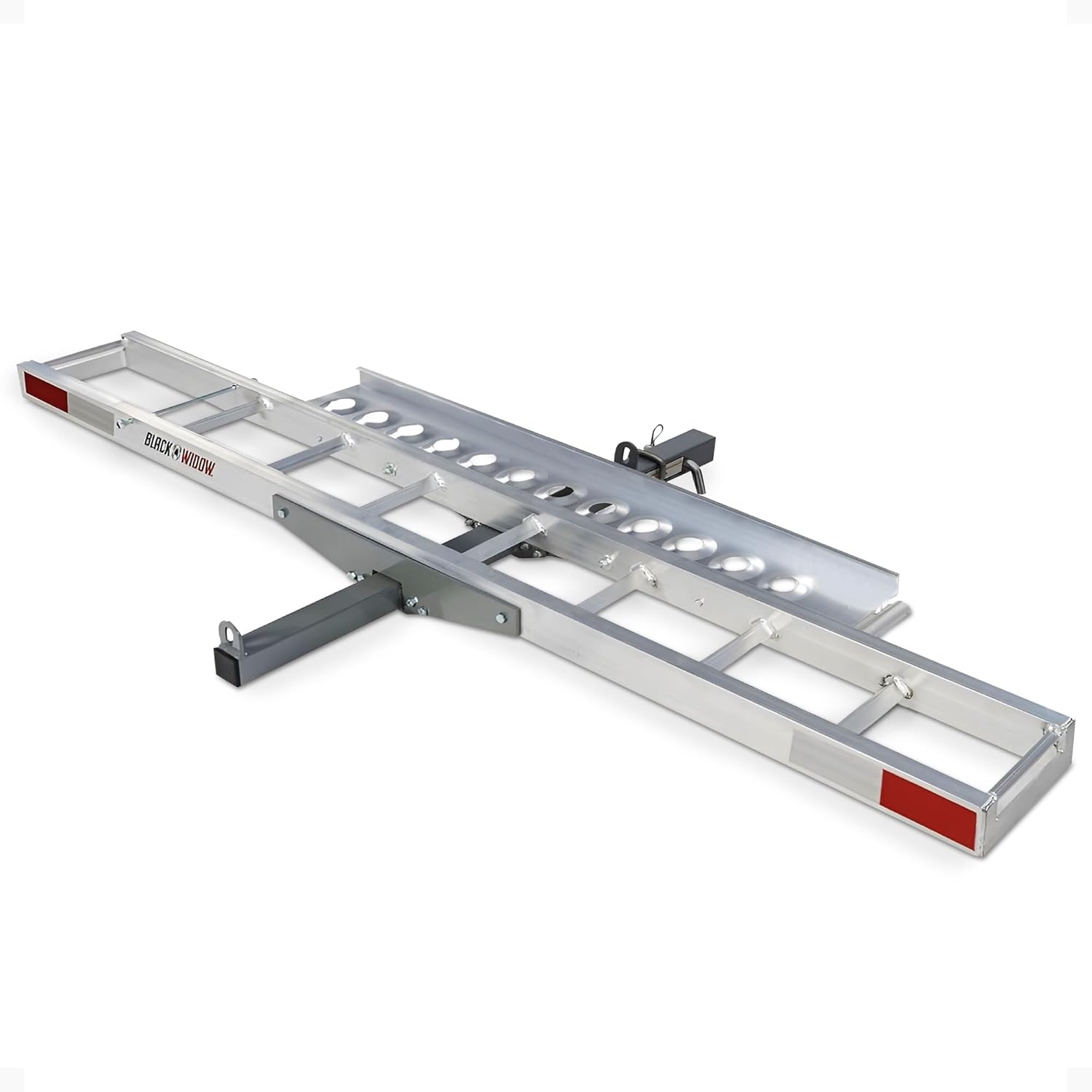 Black Widow Aluminum Dirt Bike Hitch Carrier with Ramp for Truck & SUV, 400-Pound Capacity - Non-Folding Motorcycle, eBike & Fat Tire Bike Hauler, Fits 2-Inch Class III/IV Receiver