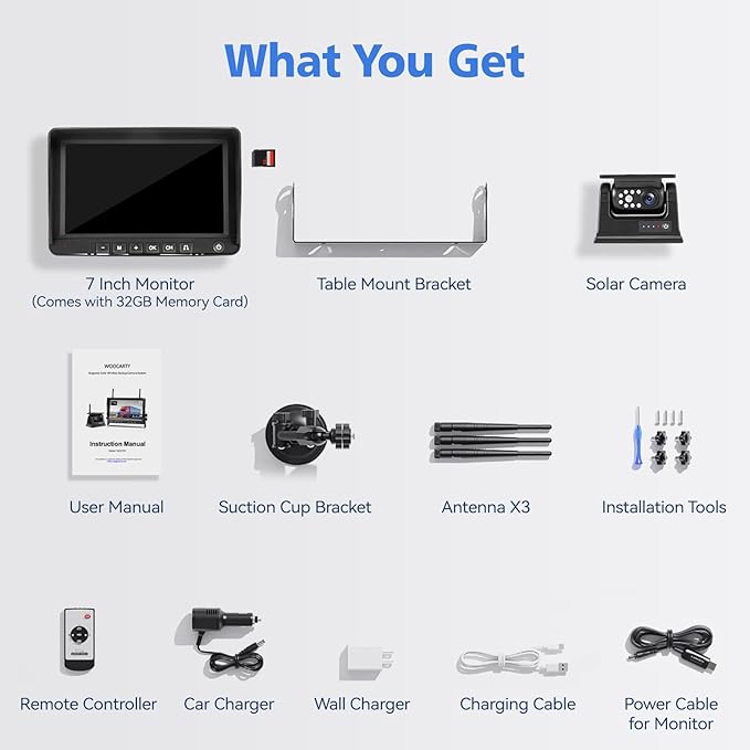 7" Magnetic Solar Wireless Backup Camera, HD 1080P 7" DVR Monitor, RV Camera - Image 7