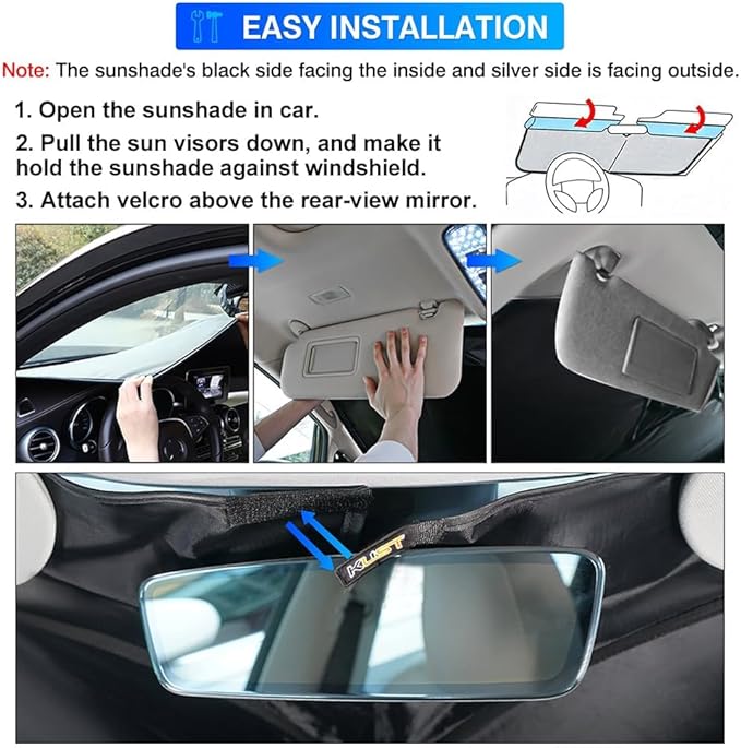 KUST Windshield Sun Shade for 2017-2022 Ford Super Duty F250 F350 F450 Pickup - Image 6