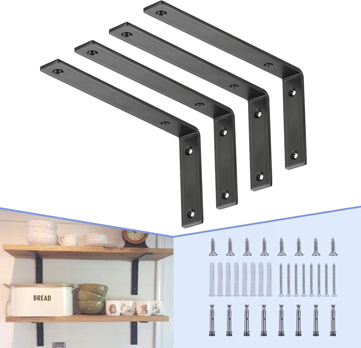 clt black shelf bracket, 12” x 5” quarter, main product view