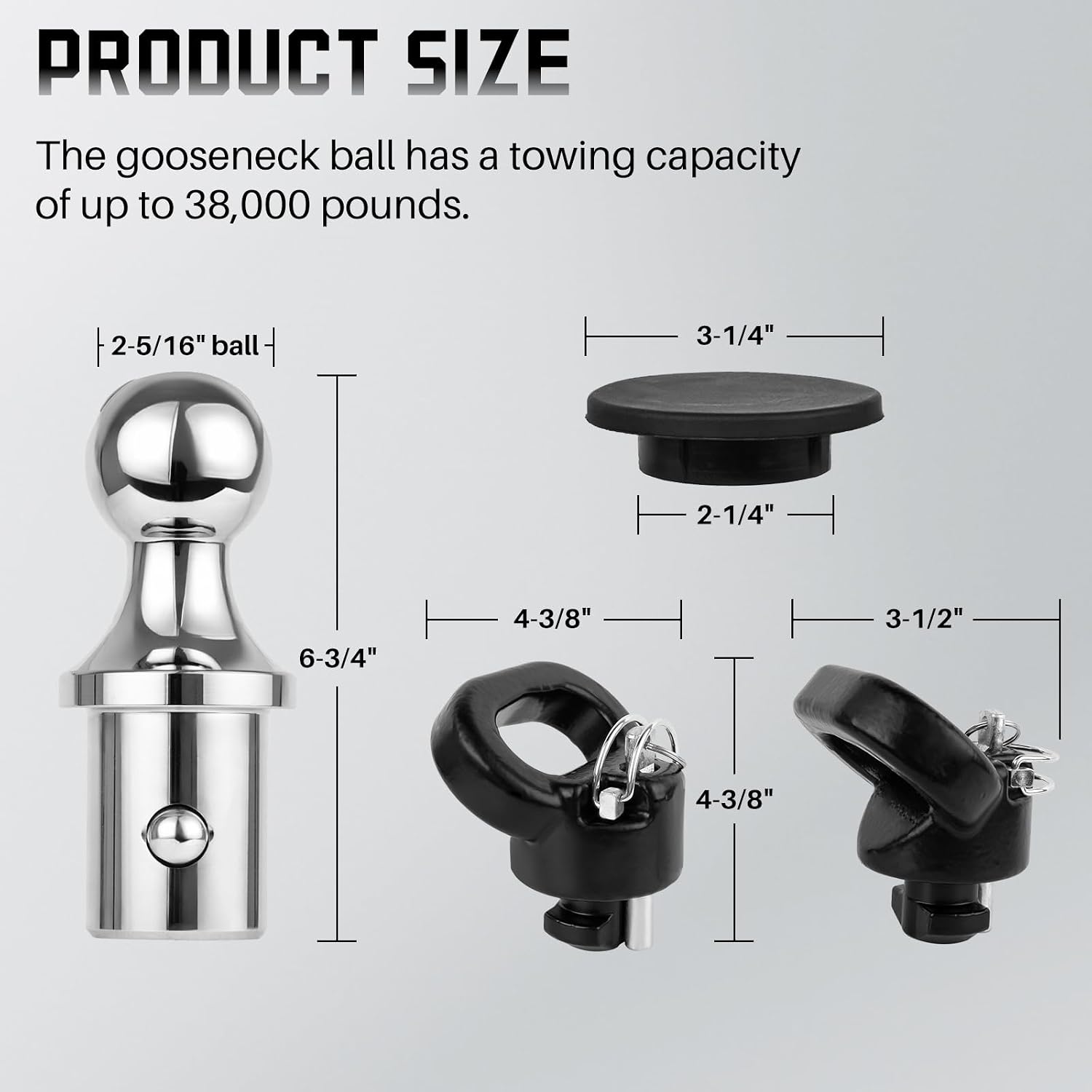 60618 Puck System Gooseneck Hitch Ball Kit with Case 38K 2 5/16 Ball Hitch Compatible with Dodge Ram 2500 3500 2013-2024 60638 60601 60617 Truck Bed with 2 Gooseneck Safety Chain Anchors