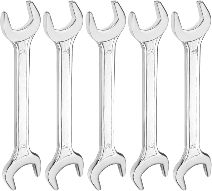 HARFINGTON 5pcs Double Open End Wrench 24mm x 27mm Metric 15 Degree Offset by HARFINGTON