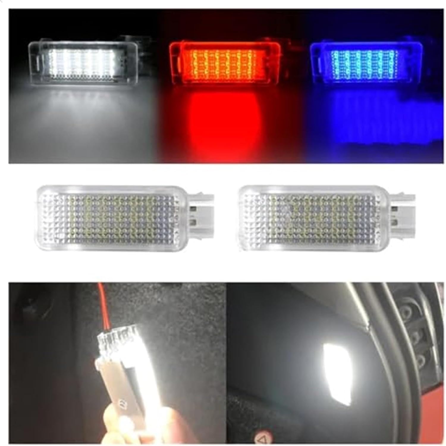 2PCS Red Courtesy Door Trunk Footwell Golve Box Light Lamp for Skoda for Fabia for Octavia for Roomster for Superb Car Light (Blue 2PCS)